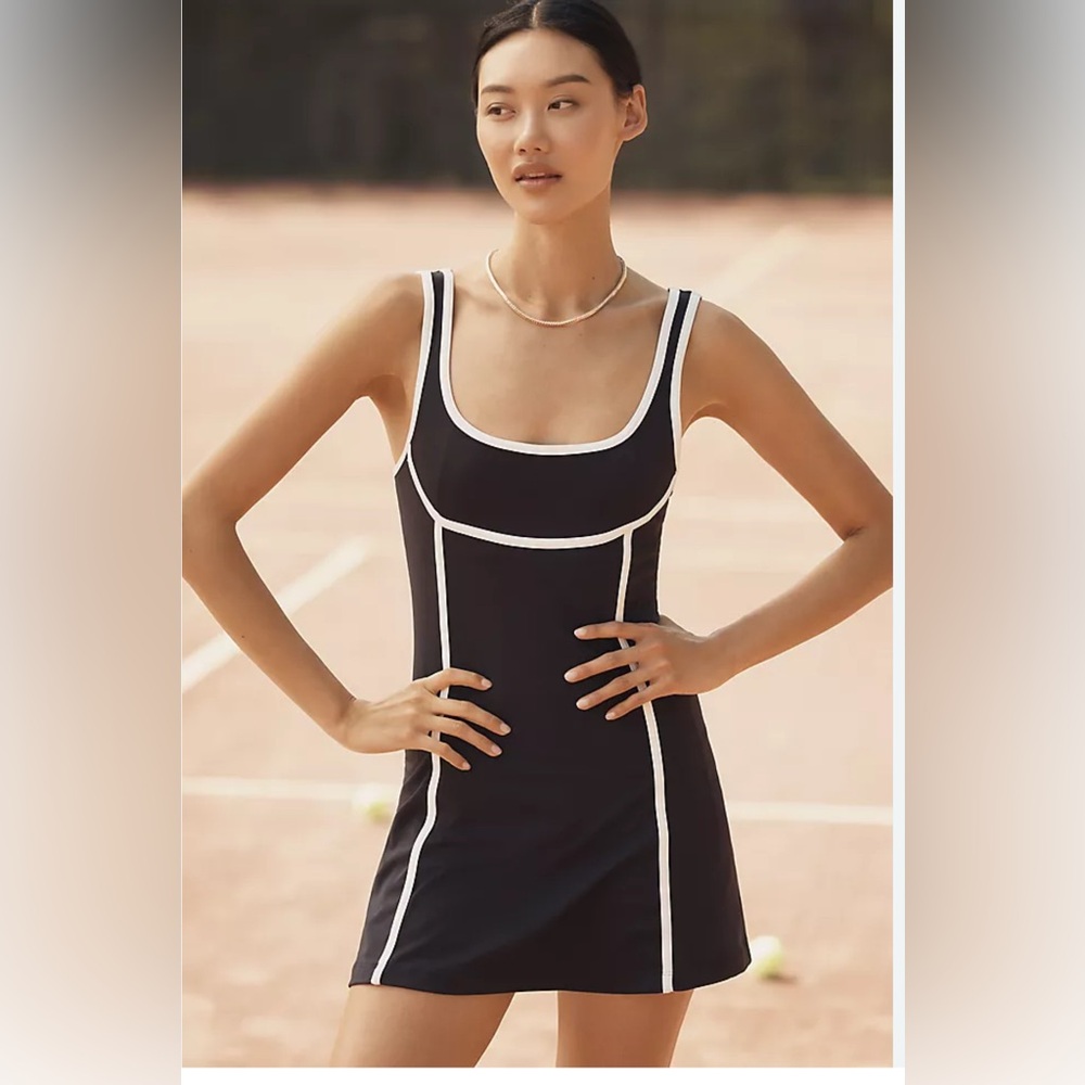 Anthropologie Daily Practice Piped Mini Dress (w/shorts) Size Medium NWT